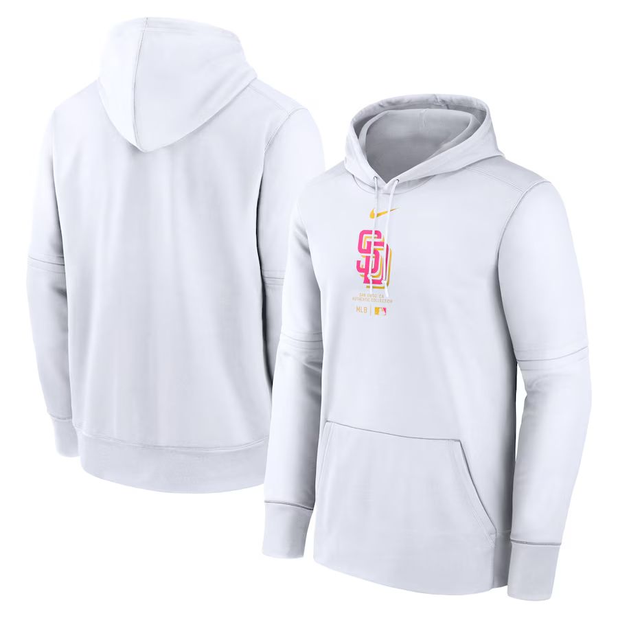Men 2025 MLB San Diego Padres White Nike hoodie style 1